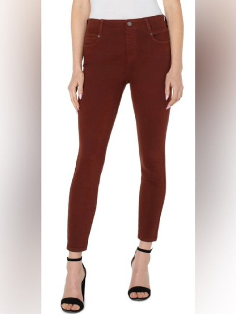 Liverpool Gia Glider Brown Pull On Ankle Skinny Jeans Size 16/33